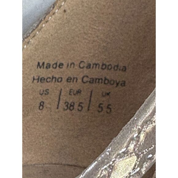 ALDO NEW Bronze Snakeskin Block Heel Sandals Size 8 Shoes Kitten Heels Strappy - Picture 6 of 8